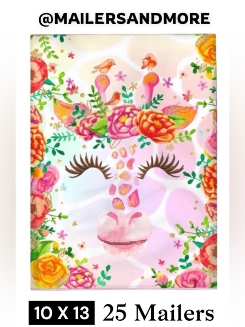 25 10X13 Poly Mailers Cute Floral Giraffe, Shipping Envelopes PRICE IS FIRM - Picture 2 of 8